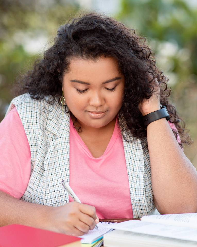community-health-worker-student-studying-notes-content community health worker student studying notes content